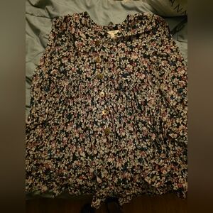 Terra & Sky Floral Print Top - Black and Pink 0X 14W